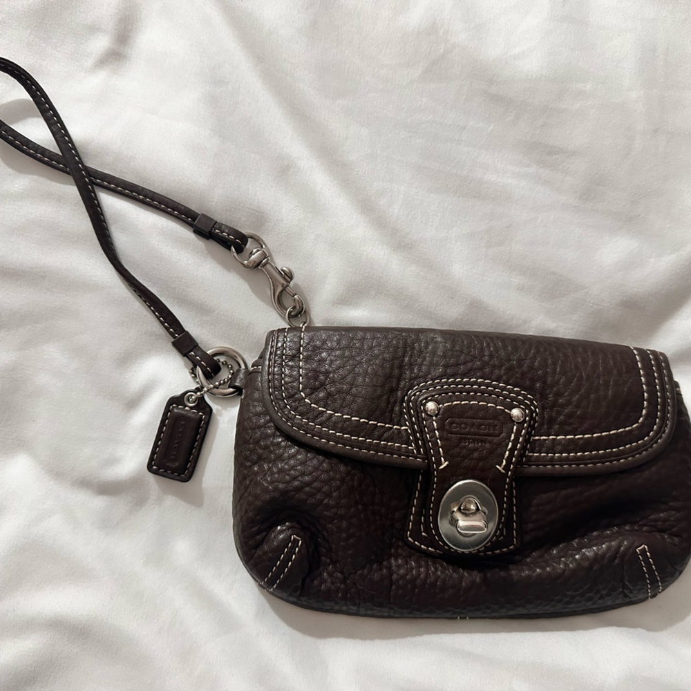 Coach Dark Brown Leather Clutch